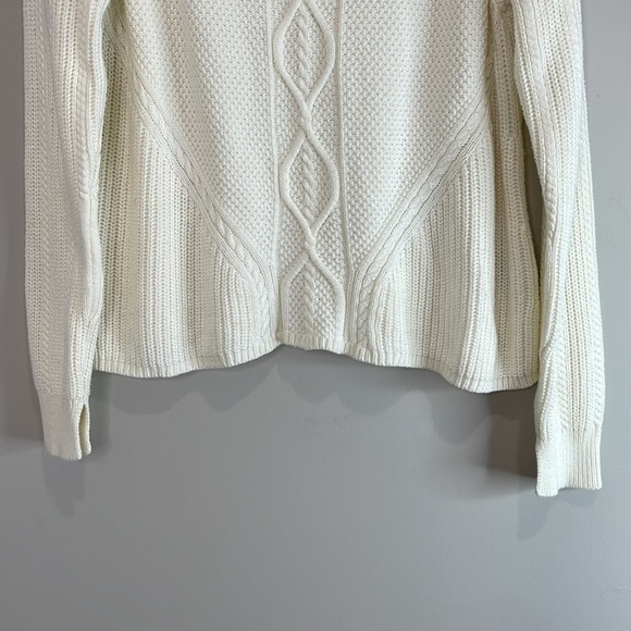 Banana Republic Cable Knit Mock-neck Sweater Cream Coastal Neutral Size Large - Picture 4 of 11